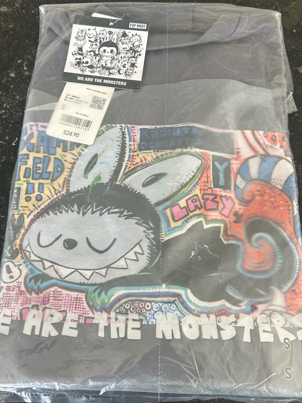 Uniqlo Graphic T-Shirt with Multicolor Monster Print - Black Base
